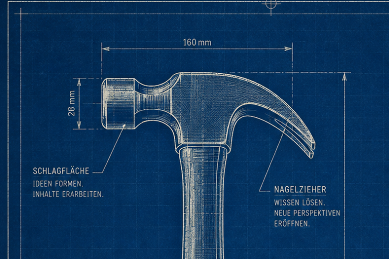 Bild Veröffentlichungen Eine Blaupause von einem Hammer.